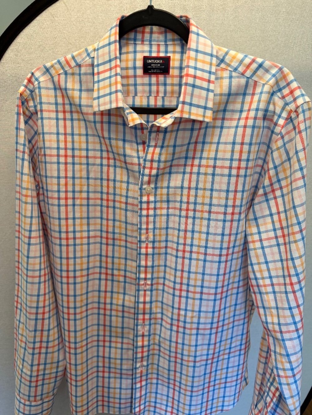 UNTUCKit Men’s Medium Multicolor Plaid Long Sleeve Button Down Shirt